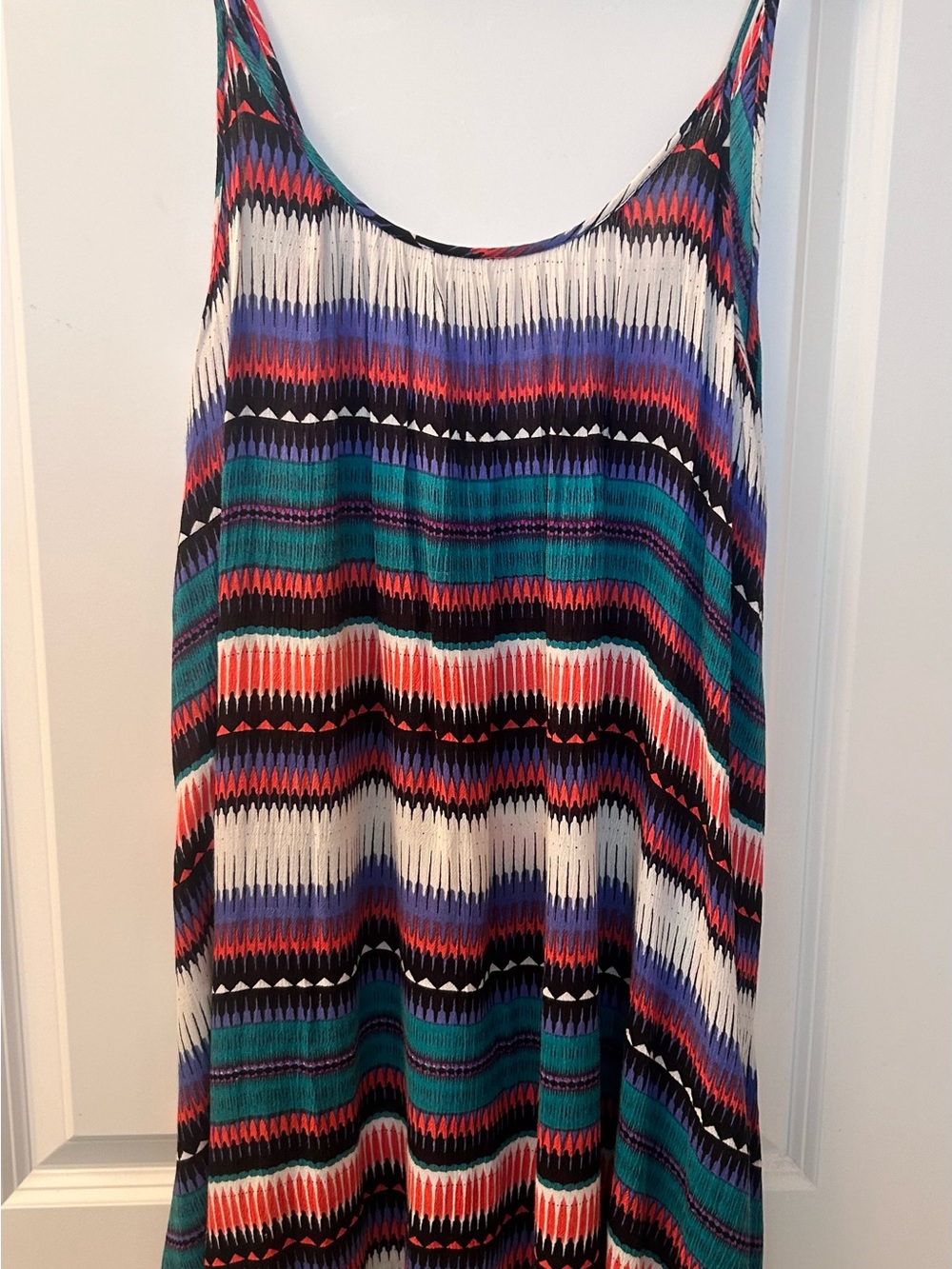 Roxy Multi-Color Striped Mini Dress - Teal, Blue, Red, Black, White